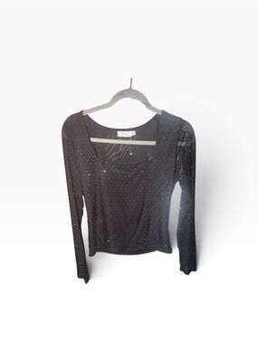 Faded rose For Love And Lemons Black Sparkle Long Sleeve Square Neck Top large